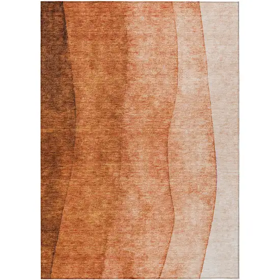 Orange And Copper Ombre Washable Indoor Outdoor Area Rug Photo 1