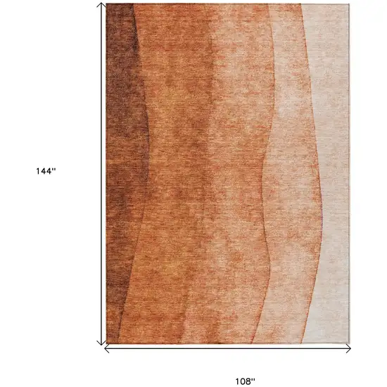 Orange And Copper Ombre Washable Indoor Outdoor Area Rug Photo 9