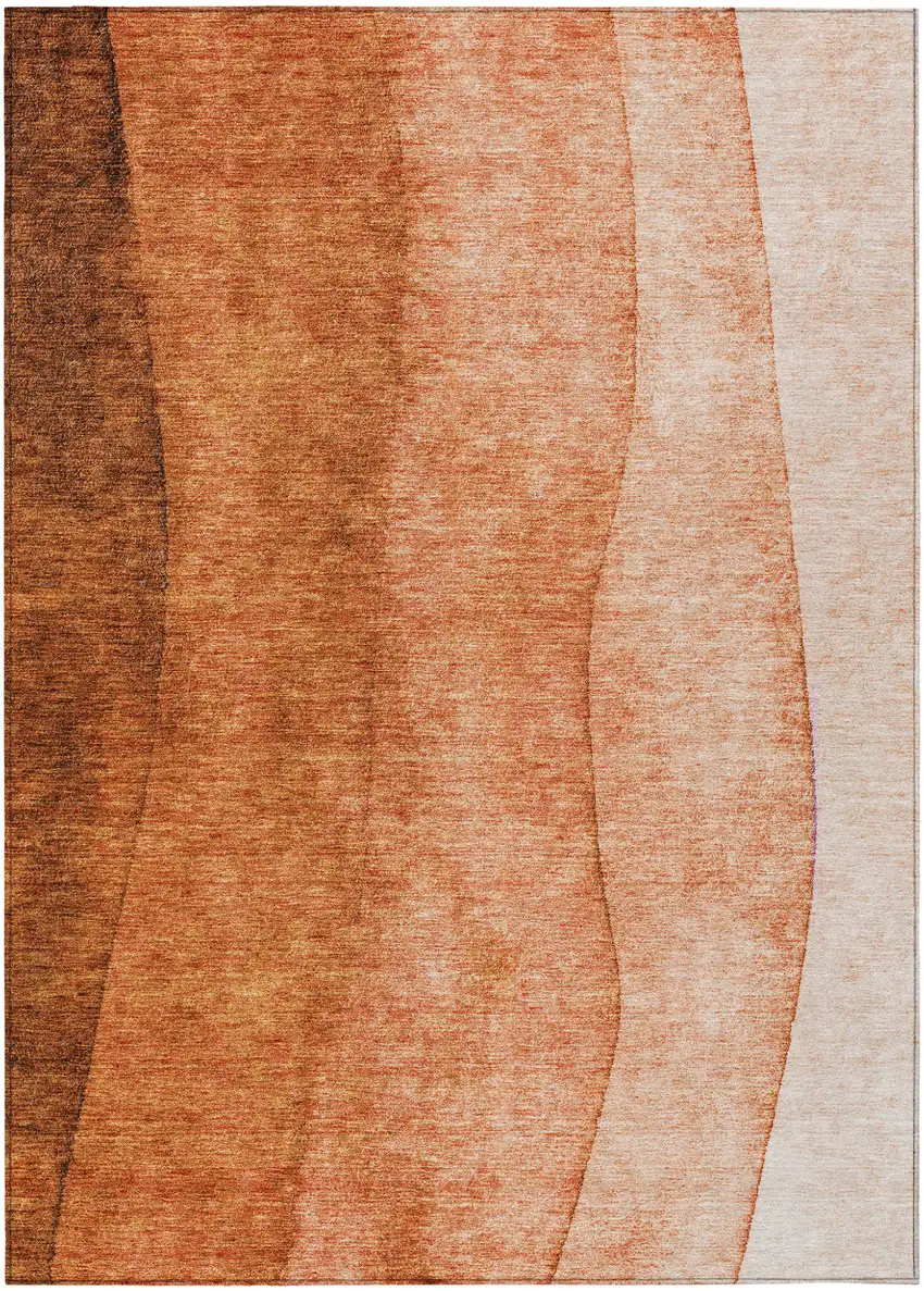 Orange And Copper Ombre Washable Indoor Outdoor Area Rug Photo 1