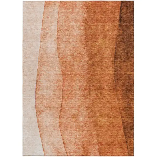 Orange And Copper Ombre Washable Indoor Outdoor Area Rug Photo 4