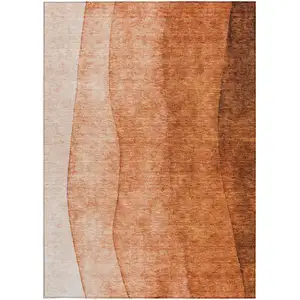 Photo of Orange And Copper Ombre Washable Indoor Outdoor Area Rug