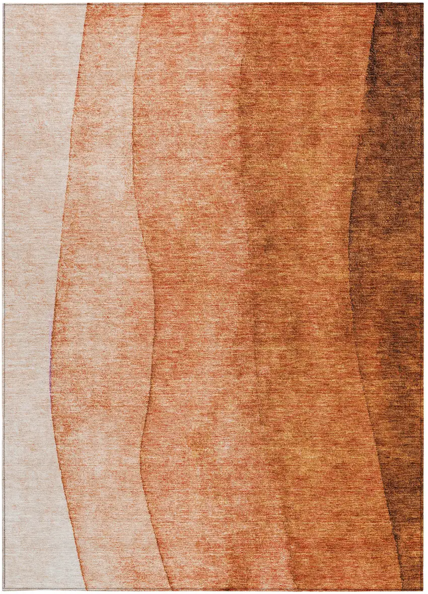 Orange And Copper Ombre Washable Indoor Outdoor Area Rug Photo 4