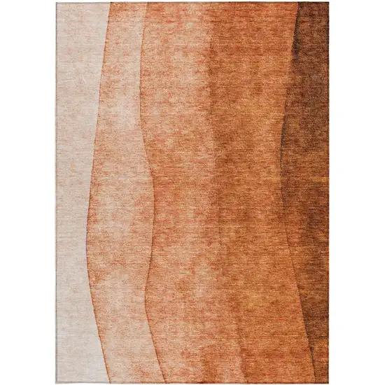 Orange And Copper Ombre Washable Indoor Outdoor Area Rug Photo 4