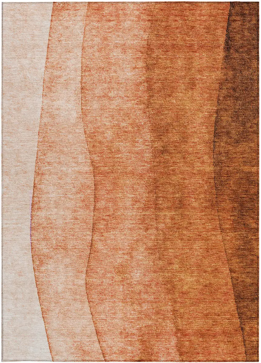Orange And Copper Ombre Washable Indoor Outdoor Area Rug Photo 4