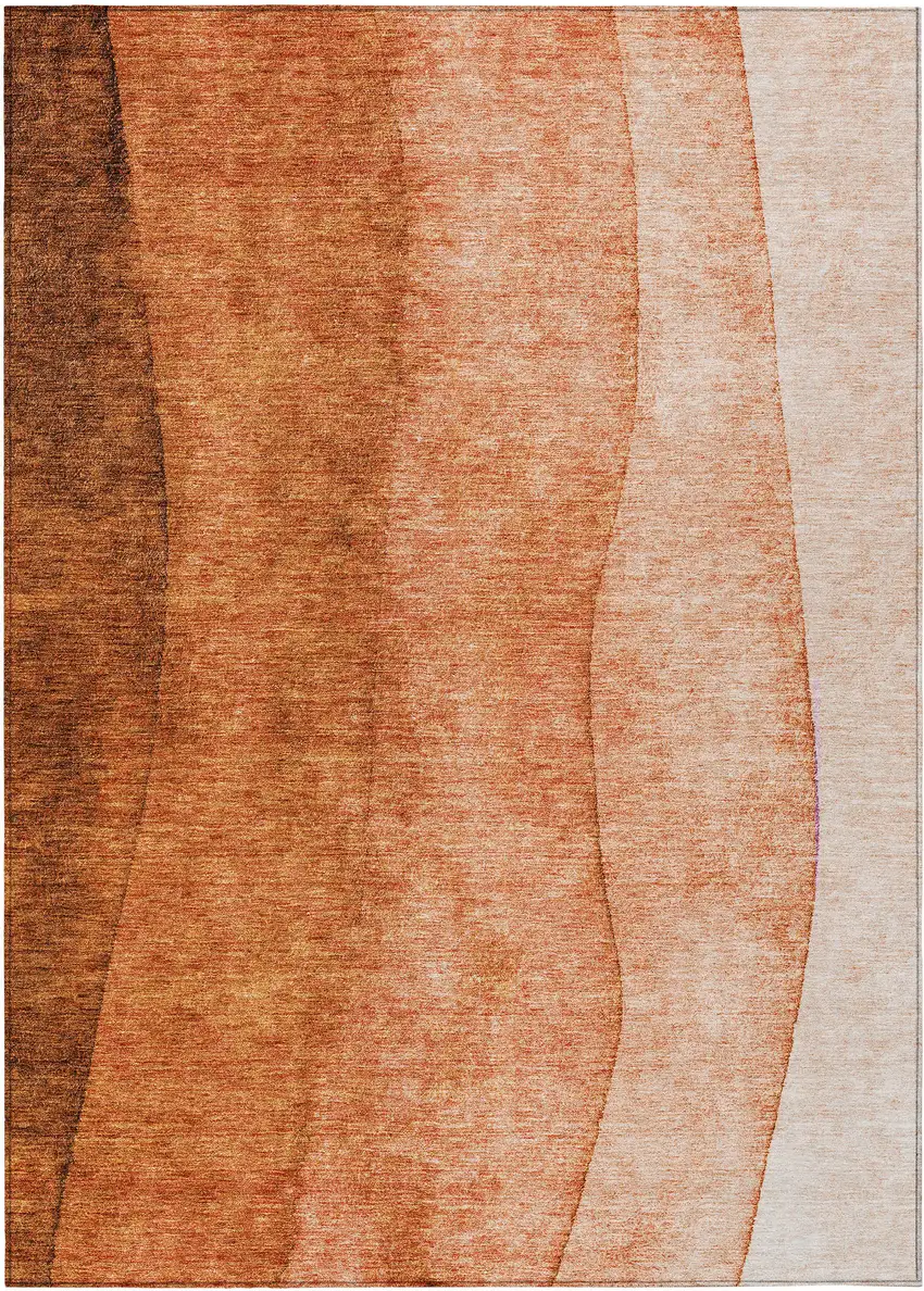 Orange And Copper Ombre Washable Indoor Outdoor Area Rug Photo 1