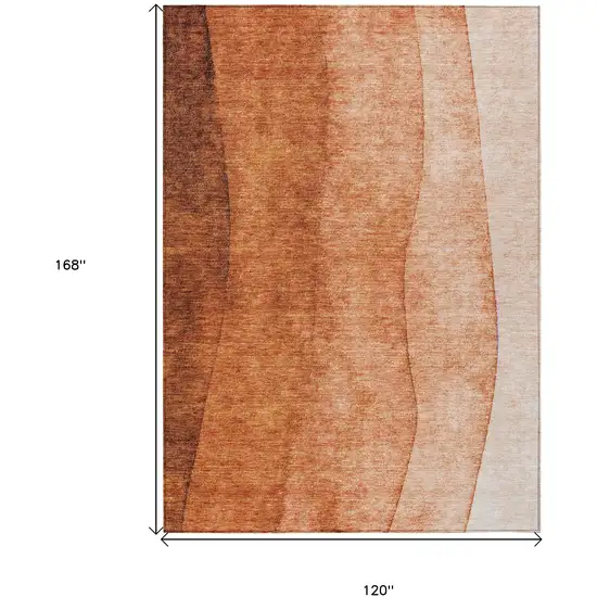 Orange And Copper Ombre Washable Indoor Outdoor Area Rug Photo 9
