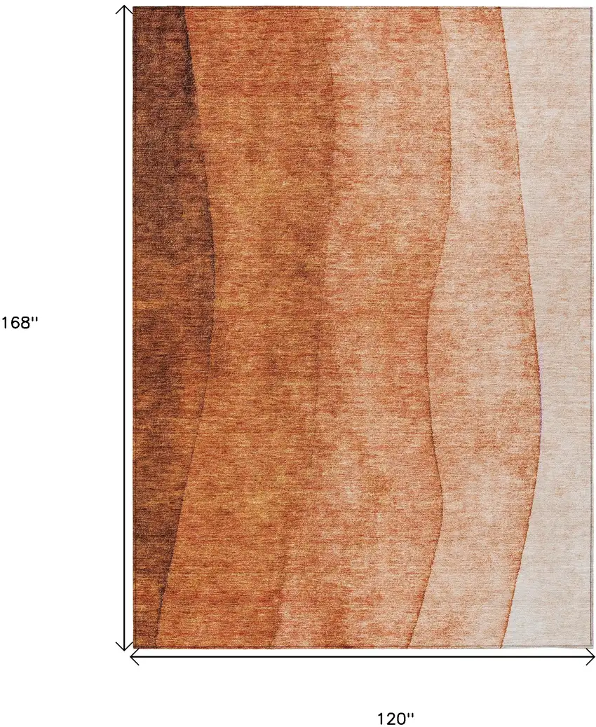 Orange And Copper Ombre Washable Indoor Outdoor Area Rug Photo 9