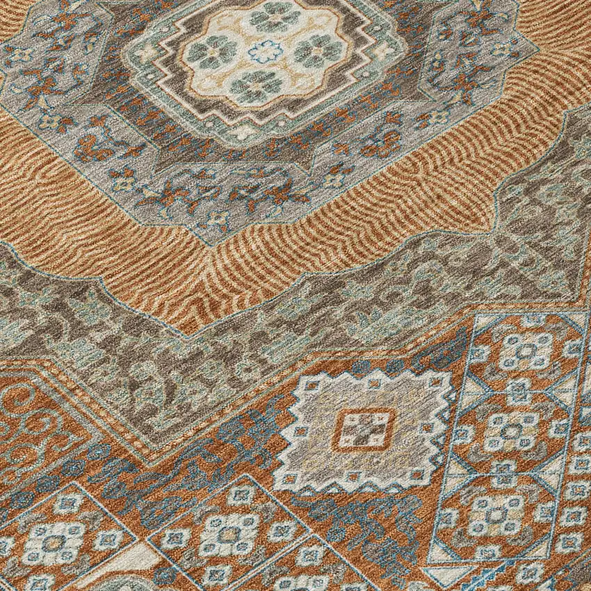 Orange And Copper Oriental Washable Indoor Outdoor Area Rug Photo 6