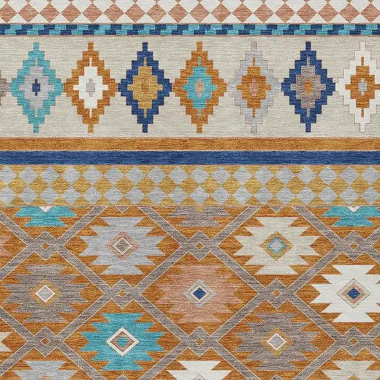 Orange And Copper Southwestern Washable Indoor Outdoor Area Rug Photo 3