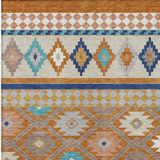 Orange And Copper Southwestern Washable Indoor Outdoor Area Rug Photo 3