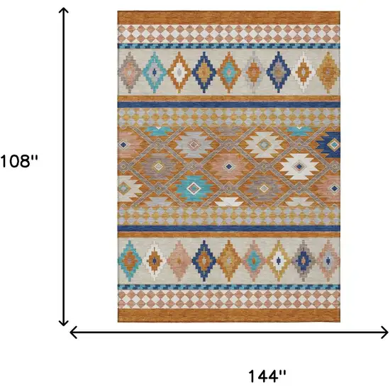 Orange And Copper Southwestern Washable Indoor Outdoor Area Rug Photo 7
