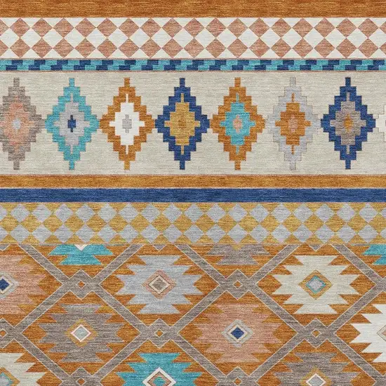 Orange And Copper Southwestern Washable Indoor Outdoor Area Rug Photo 3