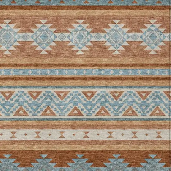 Orange And Copper Southwestern Washable Indoor Outdoor Area Rug Photo 3
