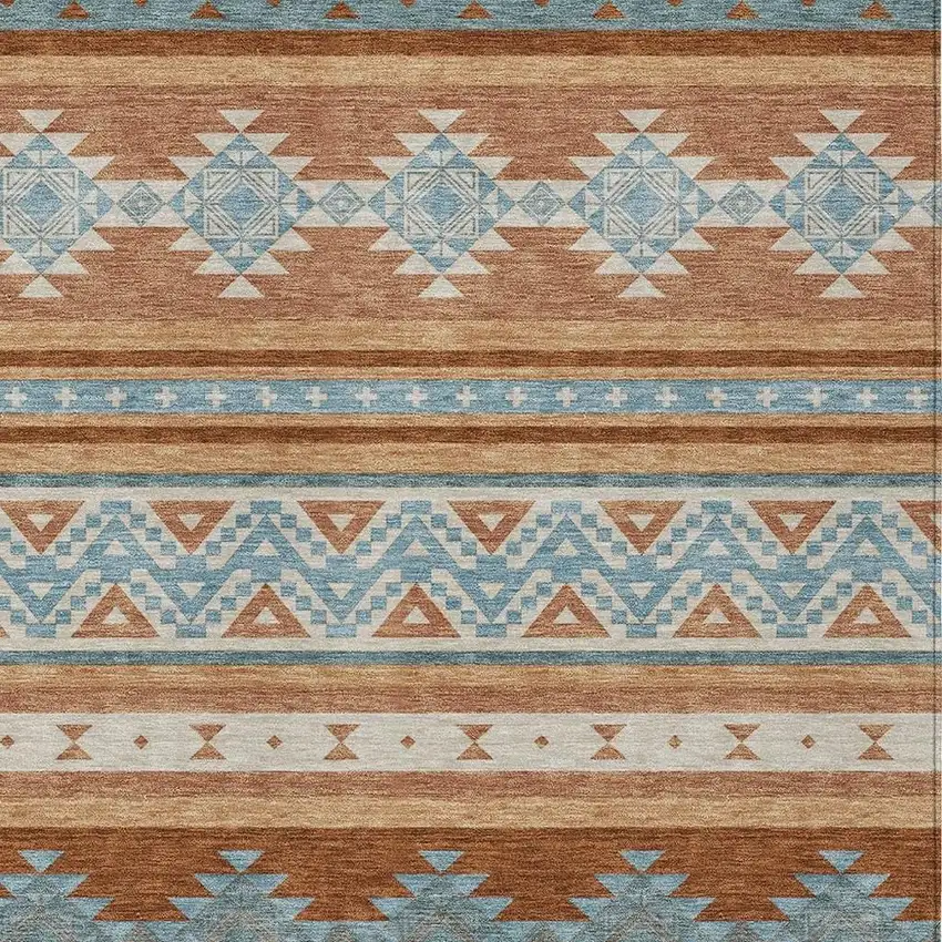 Orange And Copper Southwestern Washable Indoor Outdoor Area Rug Photo 3