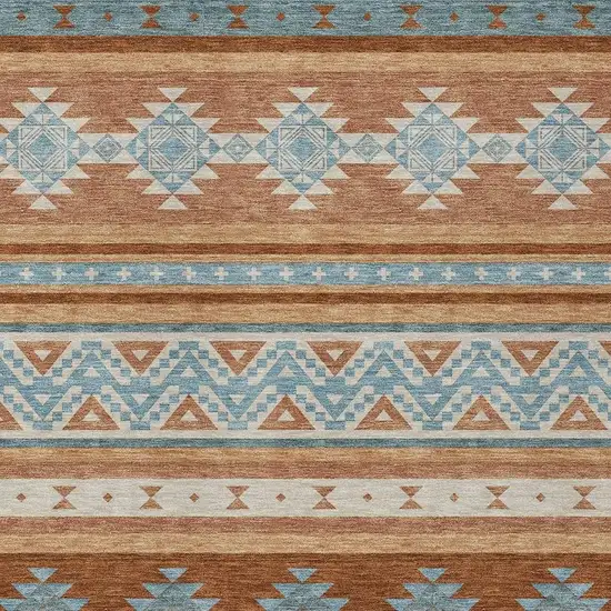 Orange And Copper Southwestern Washable Indoor Outdoor Area Rug Photo 3
