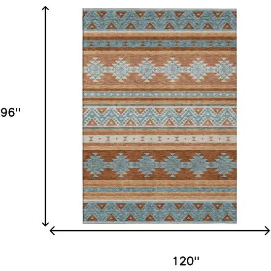 Orange And Copper Southwestern Washable Indoor Outdoor Area Rug Photo 7