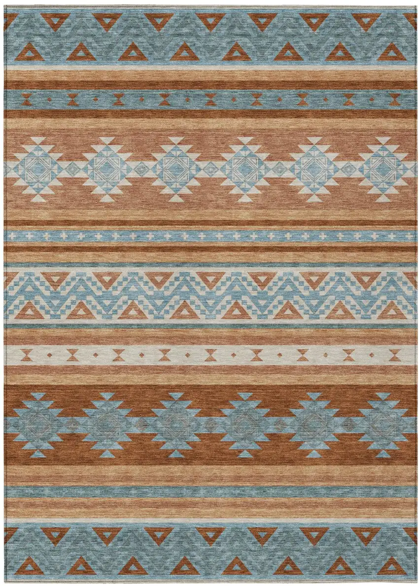 Orange And Copper Southwestern Washable Indoor Outdoor Area Rug Photo 2