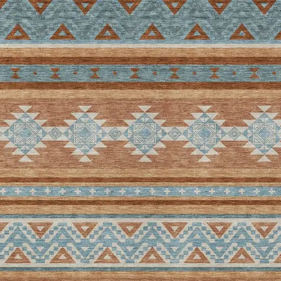 Orange And Copper Southwestern Washable Indoor Outdoor Area Rug Photo 3