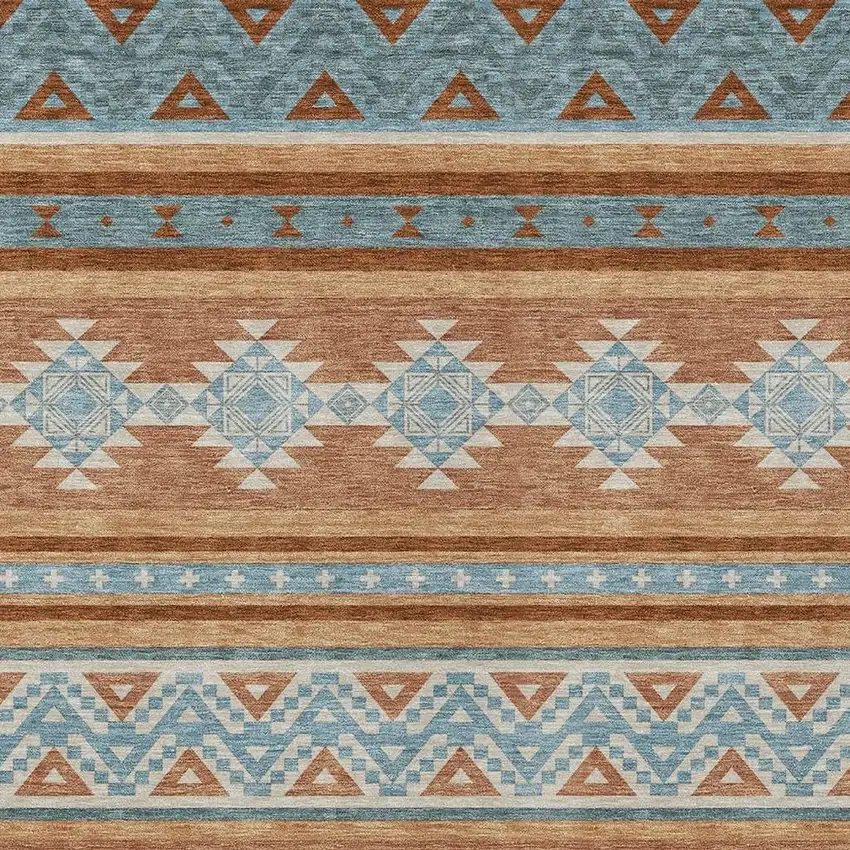 Orange And Copper Southwestern Washable Indoor Outdoor Area Rug Photo 3