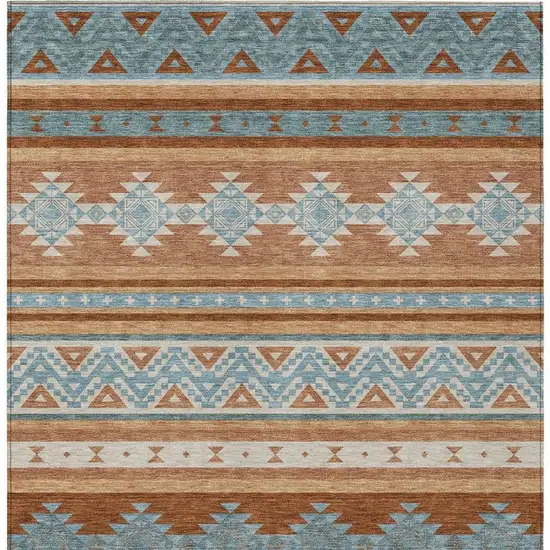 Orange And Copper Southwestern Washable Indoor Outdoor Area Rug Photo 4