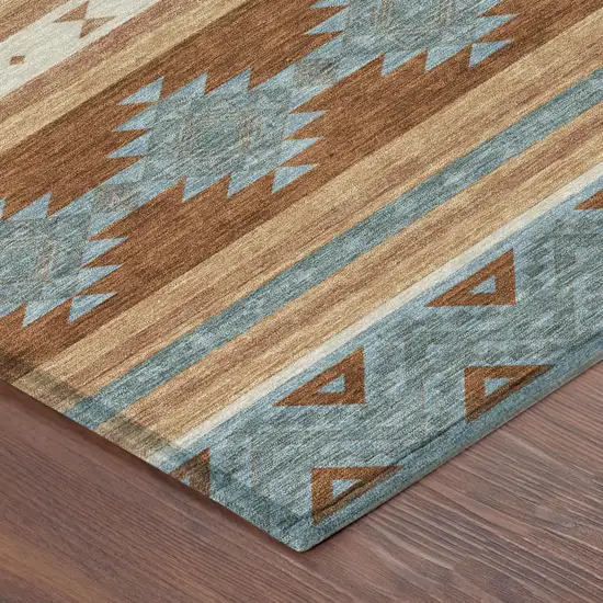 Orange And Copper Southwestern Washable Indoor Outdoor Area Rug Photo 5