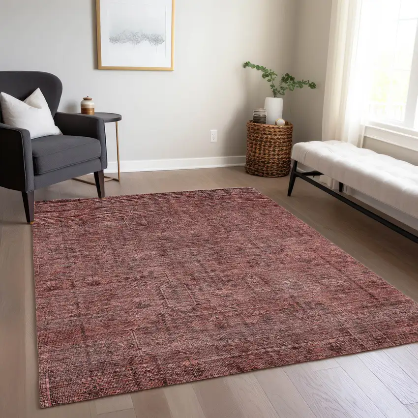 Orange And Copper Southwestern Washable Indoor Outdoor Area Rug Photo 9