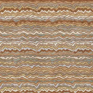 Photo of Orange And Copper Striped Washable Indoor Outdoor Area Rug