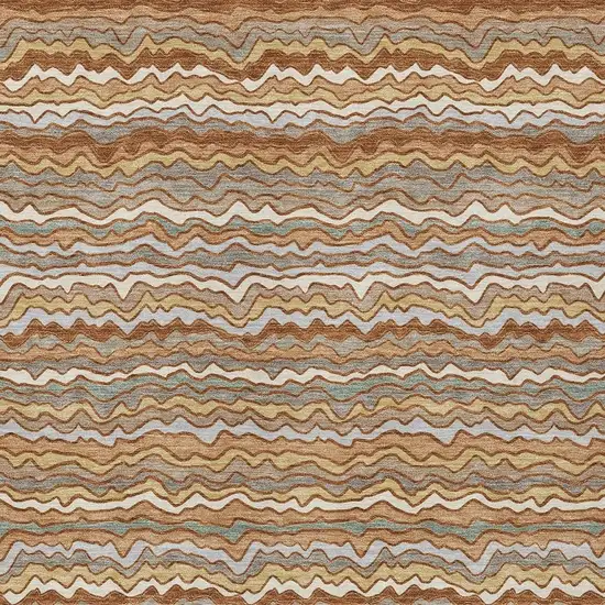 Orange And Copper Striped Washable Indoor Outdoor Area Rug Photo 2