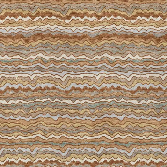 Orange And Copper Striped Washable Indoor Outdoor Area Rug Photo 2