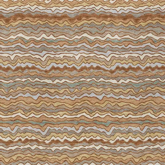 Orange And Copper Striped Washable Indoor Outdoor Area Rug Photo 2