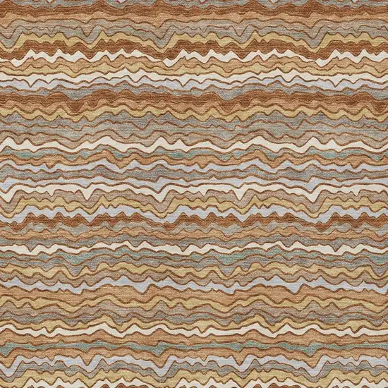 Orange And Copper Striped Washable Indoor Outdoor Area Rug Photo 2