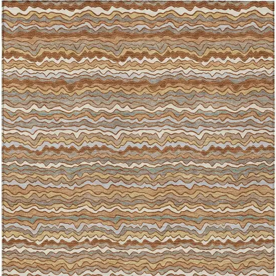 Orange And Copper Striped Washable Indoor Outdoor Area Rug Photo 3