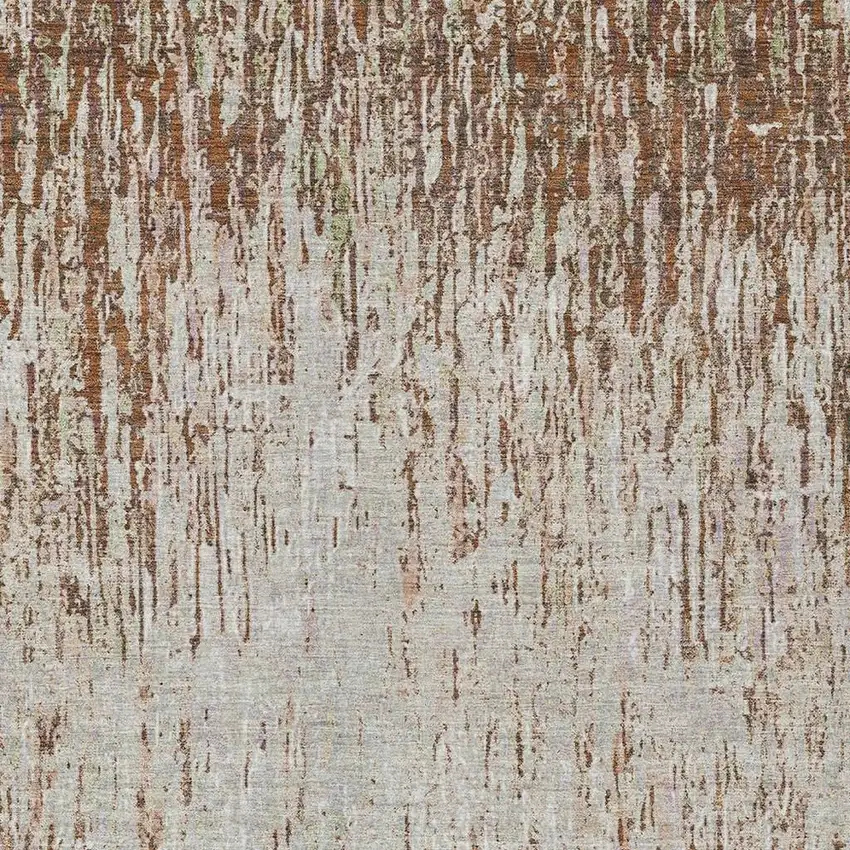 Orange And Copper Striped Washable Indoor Outdoor Area Rug Photo 2