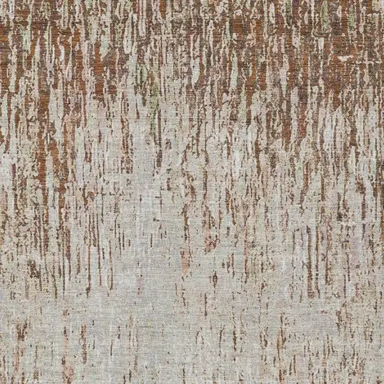 Orange And Copper Striped Washable Indoor Outdoor Area Rug Photo 2