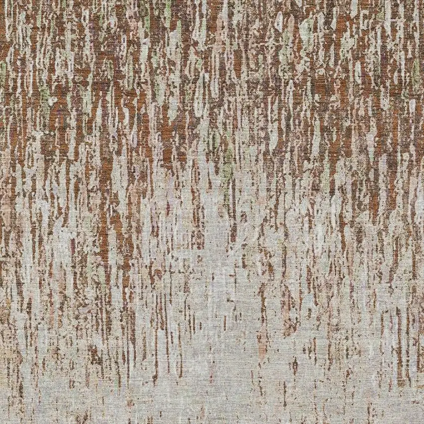 Orange And Copper Striped Washable Indoor Outdoor Area Rug Photo 2