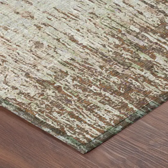 Orange And Copper Striped Washable Indoor Outdoor Area Rug Photo 8