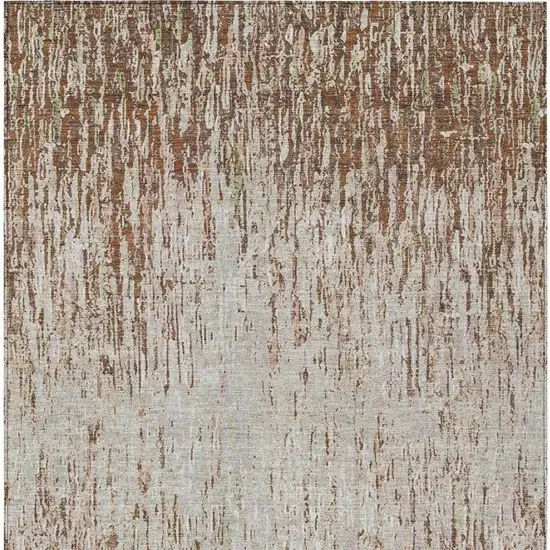 Orange And Copper Striped Washable Indoor Outdoor Area Rug Photo 3