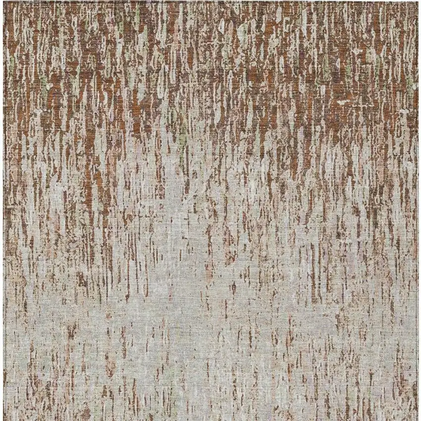 Orange And Copper Striped Washable Indoor Outdoor Area Rug Photo 3