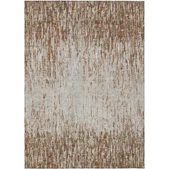 Orange And Copper Striped Washable Indoor Outdoor Area Rug Photo 1