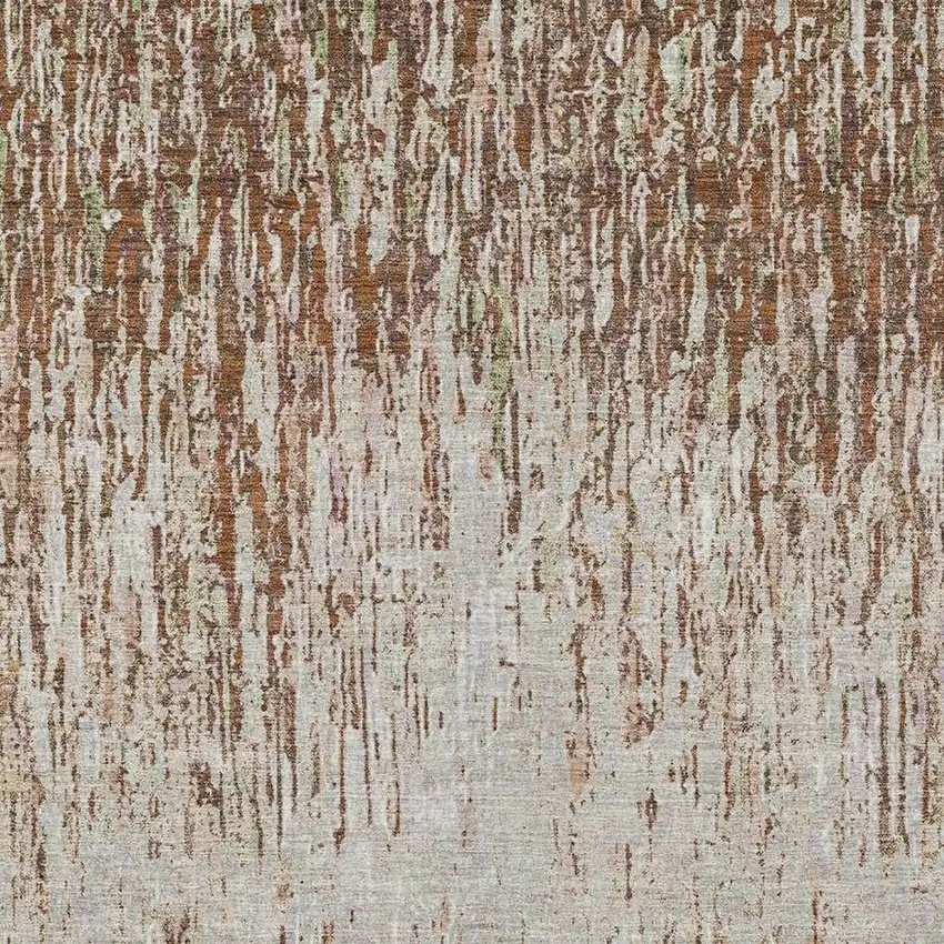 Orange And Copper Striped Washable Indoor Outdoor Area Rug Photo 2