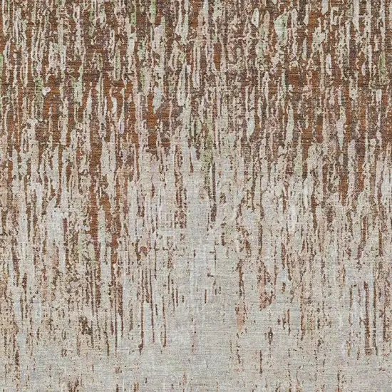 Orange And Copper Striped Washable Indoor Outdoor Area Rug Photo 2