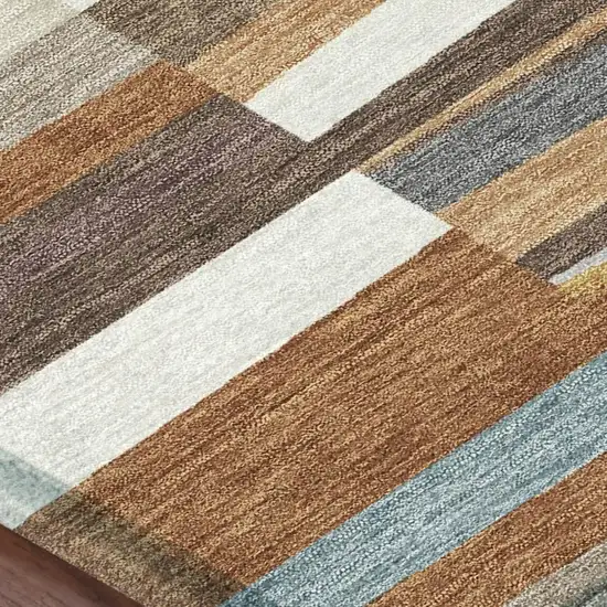Orange And Copper Striped Washable Indoor Outdoor Area Rug Photo 1