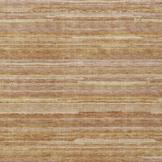 Orange And Copper Striped Washable Indoor Outdoor Area Rug Photo 3