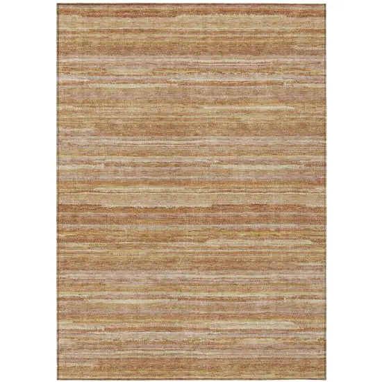 Orange And Copper Striped Washable Indoor Outdoor Area Rug Photo 2