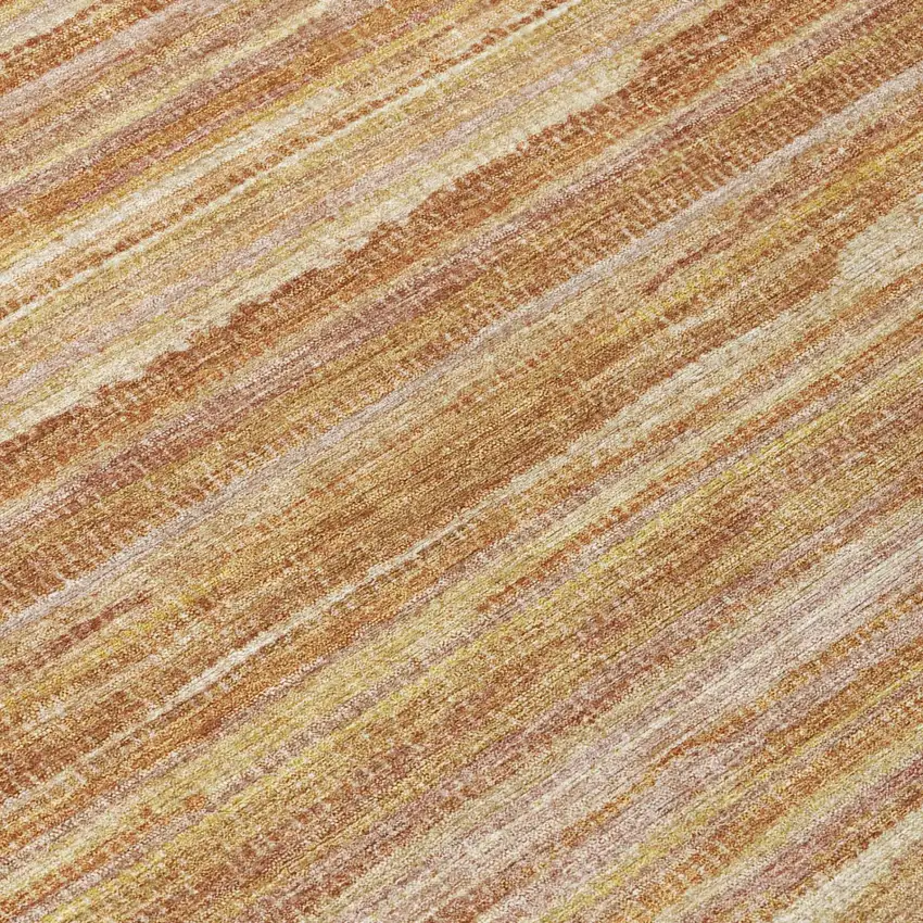 Orange And Copper Striped Washable Indoor Outdoor Area Rug Photo 6
