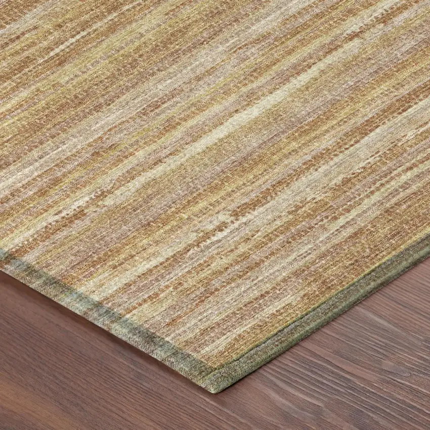 Orange And Copper Striped Washable Indoor Outdoor Area Rug Photo 5