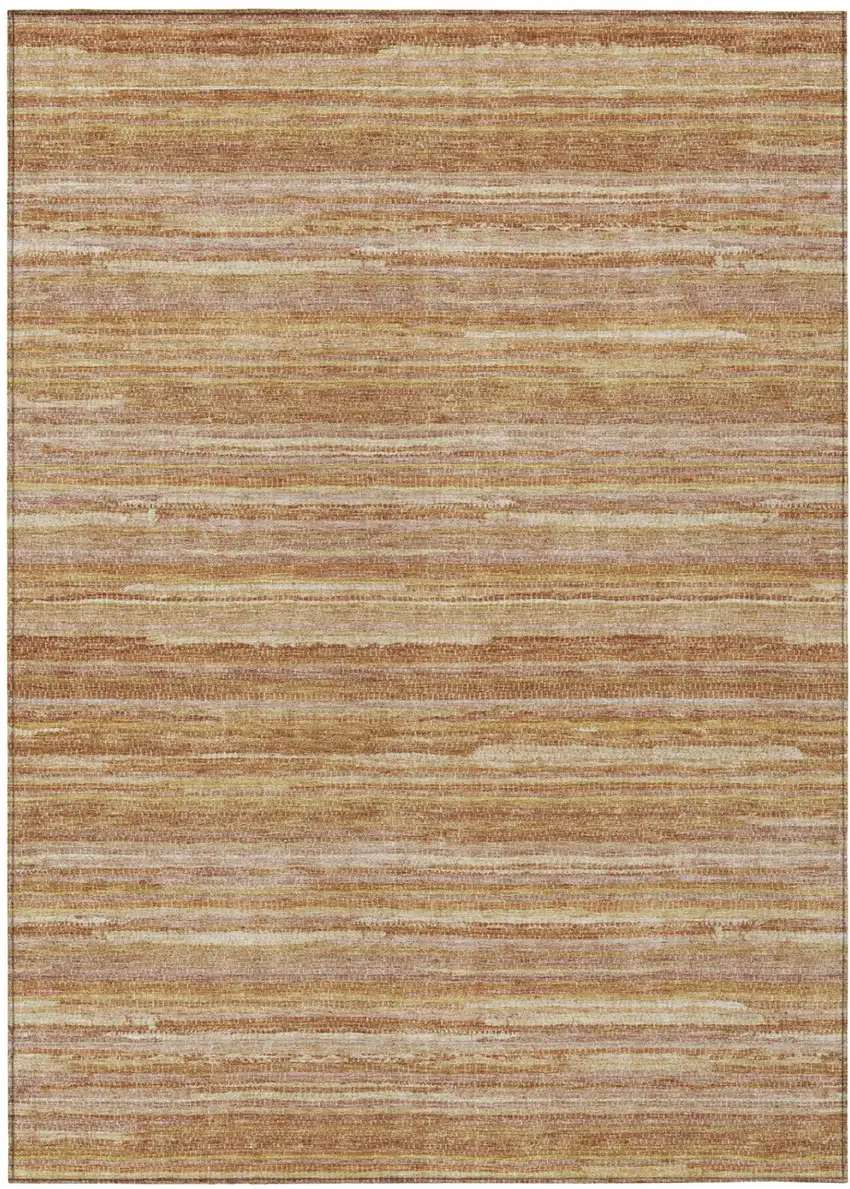 Orange And Copper Striped Washable Indoor Outdoor Area Rug Photo 2