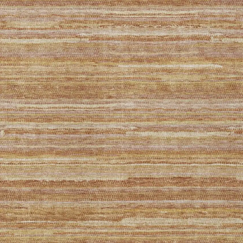 Orange And Copper Striped Washable Indoor Outdoor Area Rug Photo 3