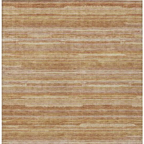 Orange And Copper Striped Washable Indoor Outdoor Area Rug Photo 4