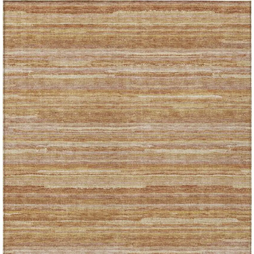 Orange And Copper Striped Washable Indoor Outdoor Area Rug Photo 4